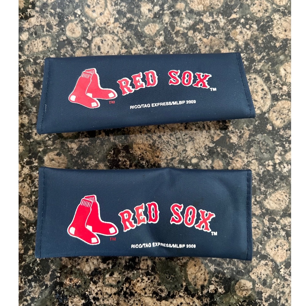Boston Red Sox MLB Seat Belt Pads Pair Navy Blue Rico Tag Express 2009 Fan Gear
